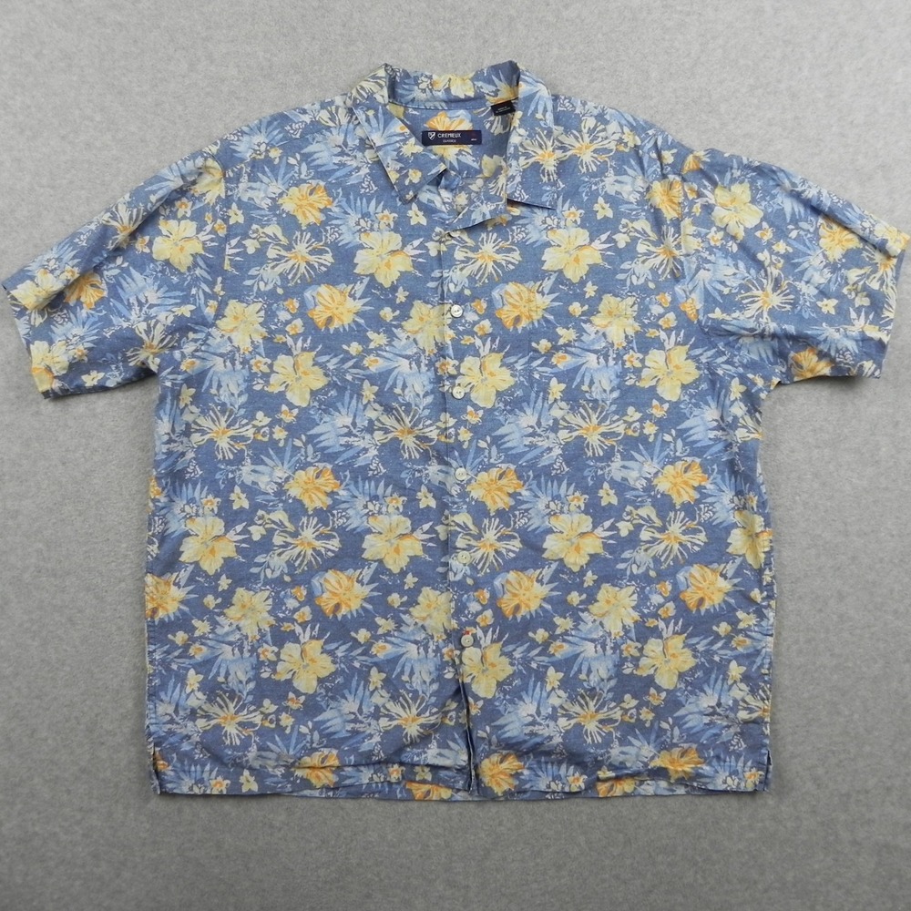Cremieux Classics Shirt Mens XL Hawaiian Casual Button Blue Floral Short Sleeve